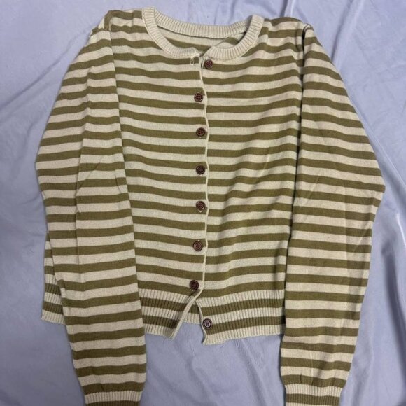 Brown Striped Knit Cardigan - Picture 1 of 3